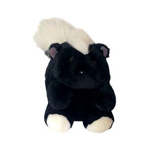 Skunk Plush 14" Realistic Black White Soft Cuddly Wildlife Sitting Woodland